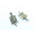 Tortoise Stud Earrings Silver 925 Sterling Women Marcasite Stone Handmade B623